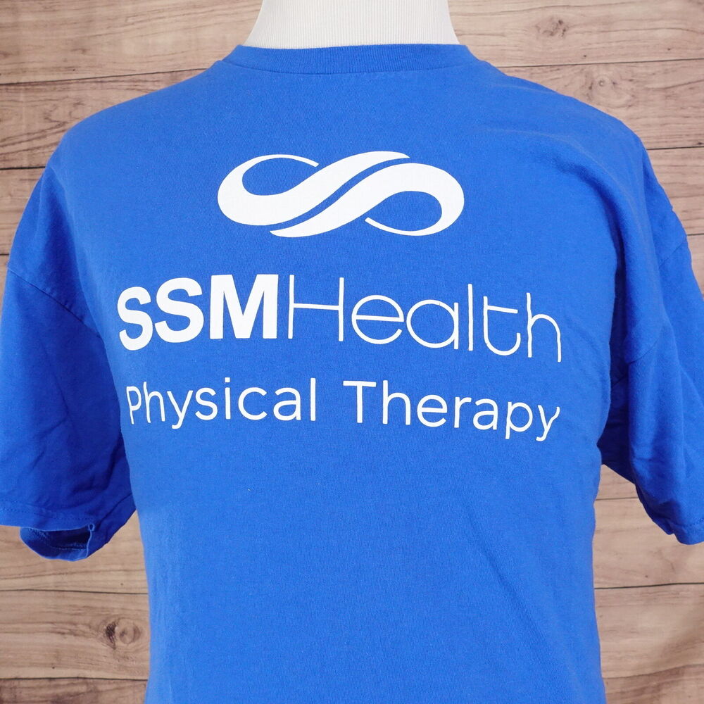 SSM HEALTH PHYSICAL THERAPY LOGO BLUE SHORT SLEEVE HOSPITAL TSHIRT SIZE 2XL XXL